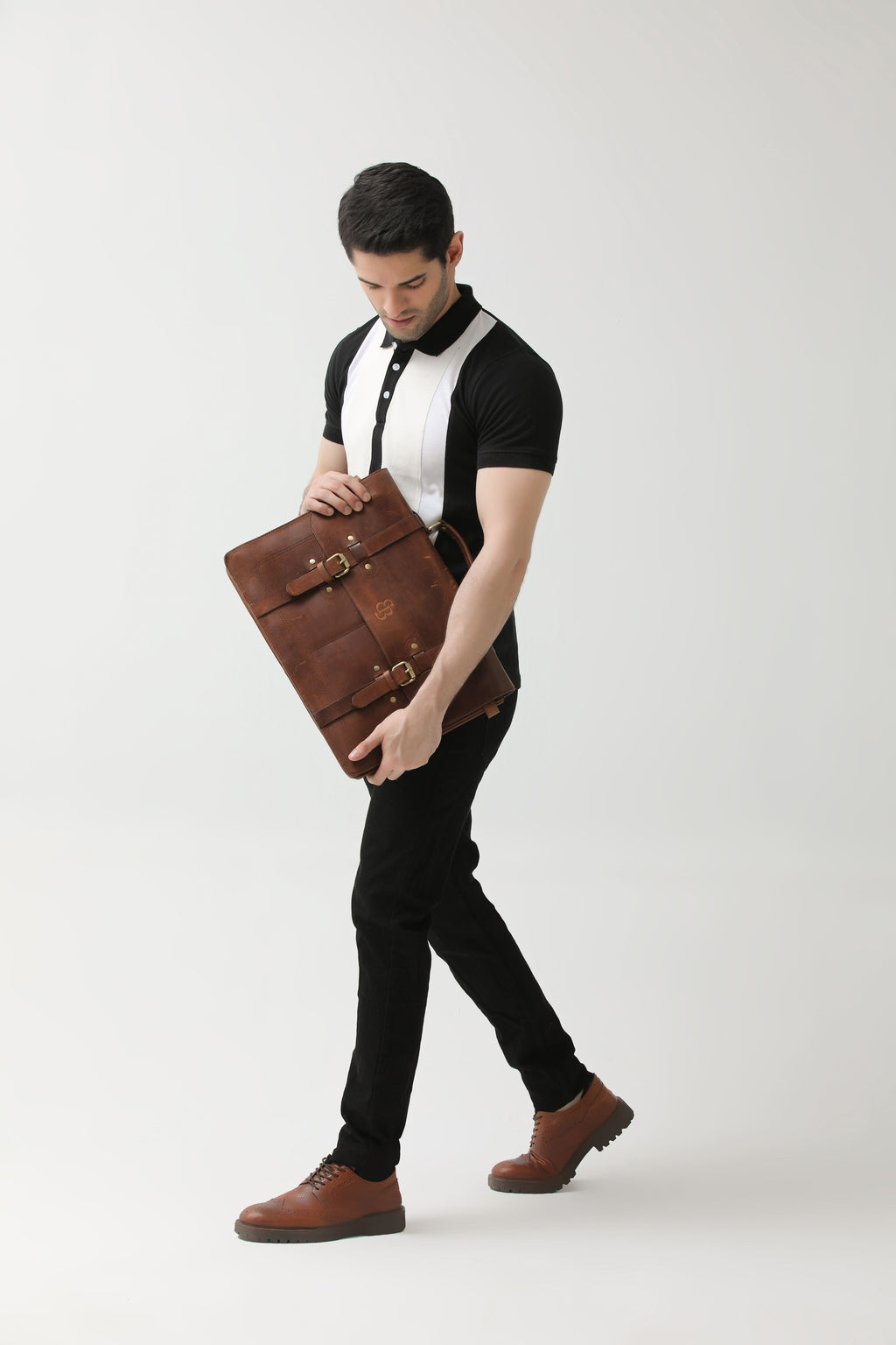 White and Black Striped Polo | Hangwear
