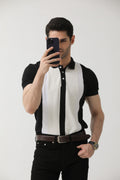 White and Black Striped Polo | Hangwear