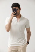 Off-White Zip Neck Polo | Hangwear